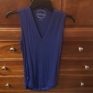 NWT fabulous blue sleeveless top. V-neck. Braided side.